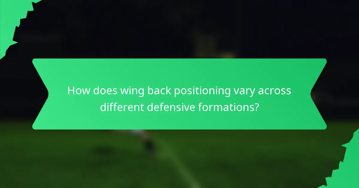 How does wing back positioning vary across different defensive formations?