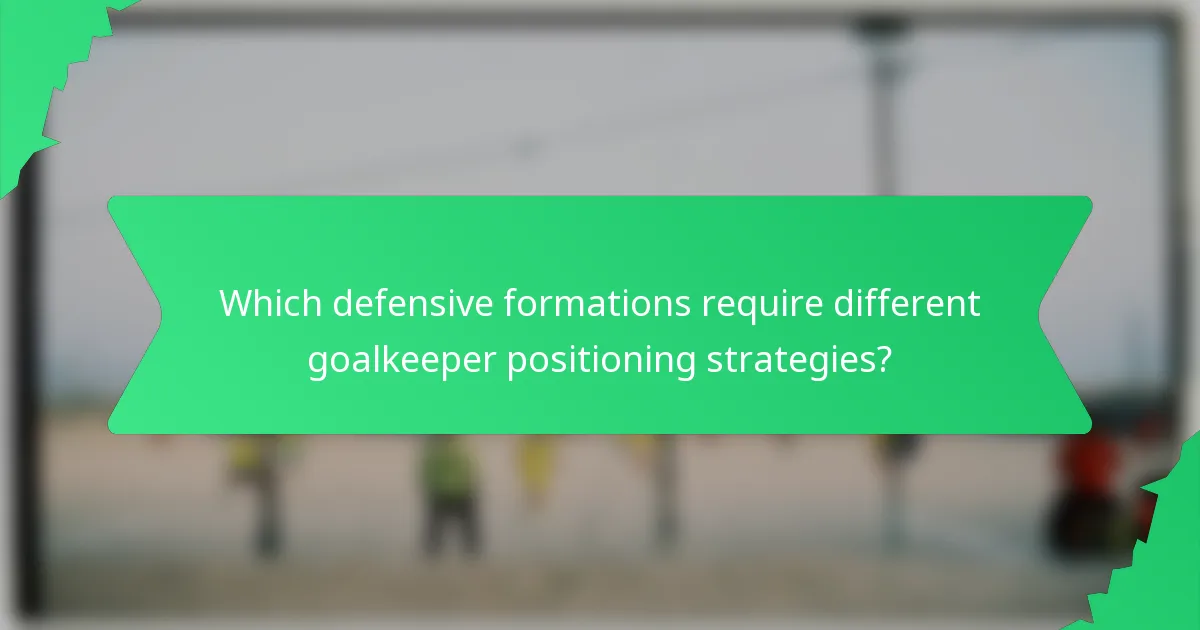 Which defensive formations require different goalkeeper positioning strategies?
